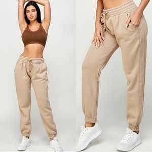 Soft thermal jogger sweatpants pant in taupe